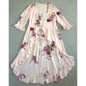 Haute Project Los Angeles Long Duster Cardigan Kimono Topper Flutter Sleeve